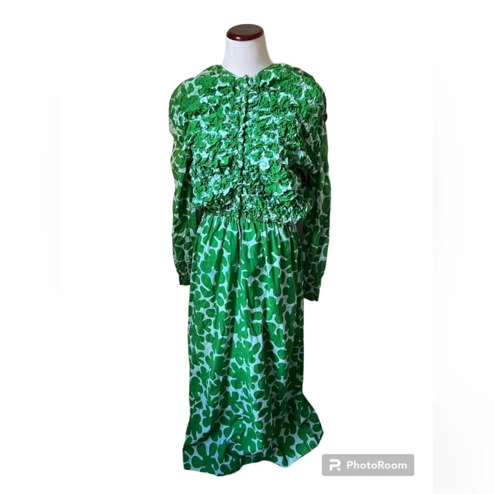 Vintage 1960s Marimekko for Bergdorf Goodman Printed Ruched Maxi Dress